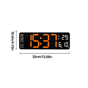 13/16 Inches Large LED Digital Wall Clock ,Wall Mounted Remote Control Temperature Date Week Display Timer Dual Alarm Clock acacuss