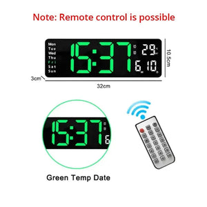 13/16 Inches Large LED Digital Wall Clock ,Wall Mounted Remote Control Temperature Date Week Display Timer Dual Alarm Clock acacuss