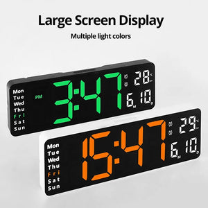 13/16 Inches Large LED Digital Wall Clock ,Wall Mounted Remote Control Temperature Date Week Display Timer Dual Alarm Clock acacuss