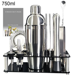 13-22Pcs 750ml 600ml Boston Cocktail Shaker Bar Tools Wine Mixer Set Bartender Cocktail Shaker Tool Kit with Holder acacuss