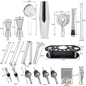 13-22Pcs 750ml 600ml Boston Cocktail Shaker Bar Tools Wine Mixer Set Bartender Cocktail Shaker Tool Kit with Holder acacuss