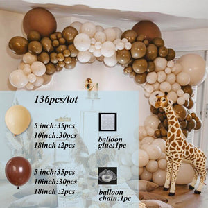 136Pcs Coffee Skin Color Balloons Garland Arch Kit Khaki Brown Latex Globos Baby Shower Backdrop Wedding Birthday Party Decor acacuss