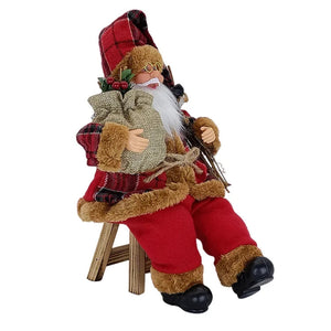 14'' Sitting Santa Claus Figurines Christmas Figure Decorations Hanging Xmas Tree Ornaments Santa Doll Toy Collectible 69HF acacuss