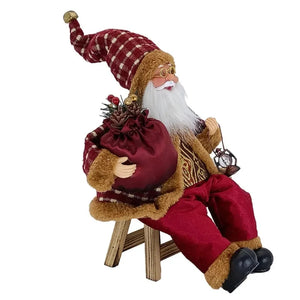 14'' Sitting Santa Claus Figurines Christmas Figure Decorations Hanging Xmas Tree Ornaments Santa Doll Toy Collectible 69HF acacuss