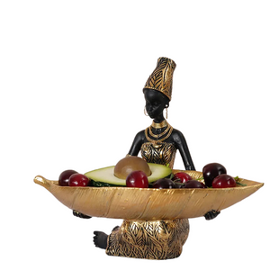 African Women Resin Statuehome Decor National Woman Decoration Home Living Room Tabletop Craft Tray Decoration acacuss
