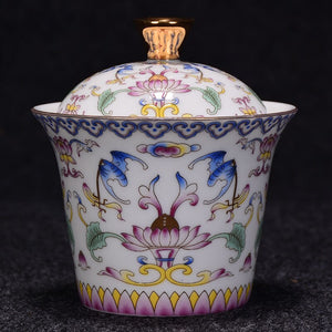 175ml Jingdezhen Exquisite Pastel Tea Tureen Handmade Gaiwan Ceramics Tea Bowl Chinese Tea set Accessories Household Drinkware acacuss