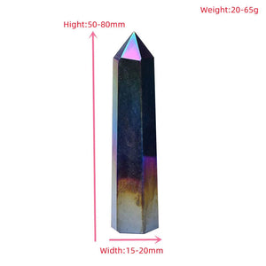 1PC Natural Aura Obsidian Crystal Point Electroplating Wand Healing Stone Energy White Quartz Home Decoration Reiki Tower Gifts acacuss