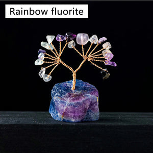 1PC Natural Gemstone Crystal Lucky Tree With Raw Stone Base Home Office Desk Living Room Crystal Decor Mini Sized acacuss