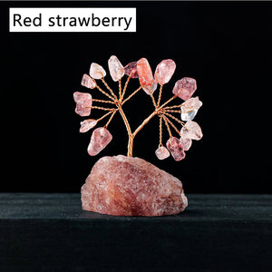 1PC Natural Gemstone Crystal Lucky Tree With Raw Stone Base Home Office Desk Living Room Crystal Decor Mini Sized acacuss