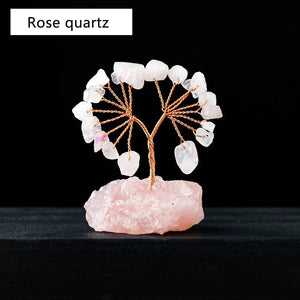 1PC Natural Gemstone Crystal Lucky Tree With Raw Stone Base Home Office Desk Living Room Crystal Decor Mini Sized acacuss
