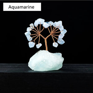 1PC Natural Gemstone Crystal Lucky Tree With Raw Stone Base Home Office Desk Living Room Crystal Decor Mini Sized acacuss