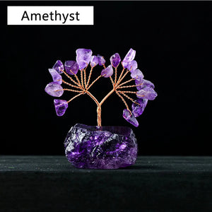 1PC Natural Gemstone Crystal Lucky Tree With Raw Stone Base Home Office Desk Living Room Crystal Decor Mini Sized acacuss