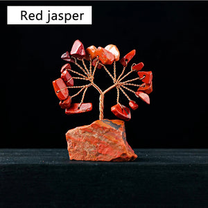 1PC Natural Gemstone Crystal Lucky Tree With Raw Stone Base Home Office Desk Living Room Crystal Decor Mini Sized acacuss