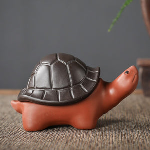 1PCS Chinese Boutique Purple Clay Tea Pet Handmade Lucky Tortoise Statue Ornaments Home Tea Set Decoration Accessories Crafts acacuss