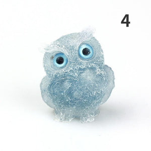 1PCS Nwe Crystal Stone Gravel Owl Animal Crafts Hand Made Small Figurines DIY Resin Table Decor Home Decor Collect Gifts 2023 acacuss