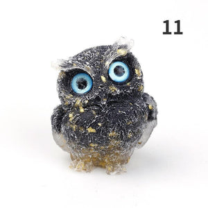 1PCS Nwe Crystal Stone Gravel Owl Animal Crafts Hand Made Small Figurines DIY Resin Table Decor Home Decor Collect Gifts 2023 acacuss