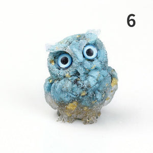 1PCS Nwe Crystal Stone Gravel Owl Animal Crafts Hand Made Small Figurines DIY Resin Table Decor Home Decor Collect Gifts 2023 acacuss