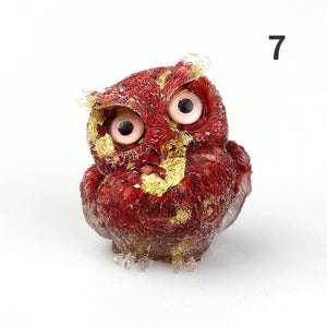 1PCS Nwe Crystal Stone Gravel Owl Animal Crafts Hand Made Small Figurines DIY Resin Table Decor Home Decor Collect Gifts 2023 acacuss