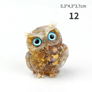 1PCS Nwe Crystal Stone Gravel Owl Animal Crafts Hand Made Small Figurines DIY Resin Table Decor Home Decor Collect Gifts 2023 acacuss