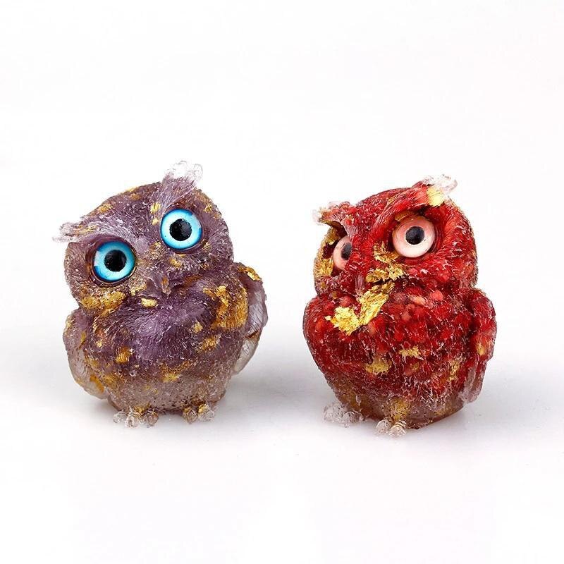 1PCS Nwe Crystal Stone Gravel Owl Animal Crafts Hand Made Small Figurines DIY Resin Table Decor Home Decor Collect Gifts 2023 acacuss