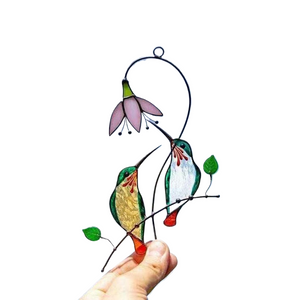 1Pc Metal Stained Glass Handicraft Garden Window Balcony Hummingbird Yard Home Wall Hanging Bird Ornament Door Decor Supplies acacuss