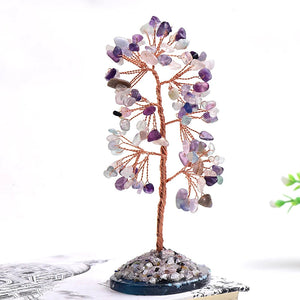 1Pc Natural Crystal Money Tree Gravel Specimen Stone Feng Shui Ornaments Tree of Life Figurines & Agate Slice Stand Home Decor acacuss