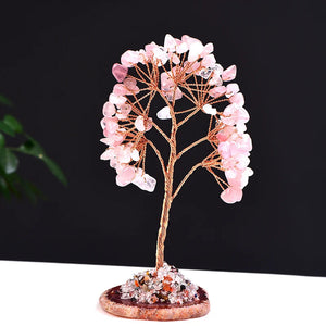 1Pc Natural Crystal Money Tree Gravel Specimen Stone Feng Shui Ornaments Tree of Life Figurines & Agate Slice Stand Home Decor acacuss