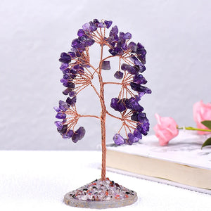 1Pc Natural Crystal Money Tree Gravel Specimen Stone Feng Shui Ornaments Tree of Life Figurines & Agate Slice Stand Home Decor acacuss
