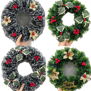 1Pcs Christmas Wreaths Door Hanging Rattan Venue Layout Christmas Decorations Garland for Home Party Decor 2023 New Year acacuss