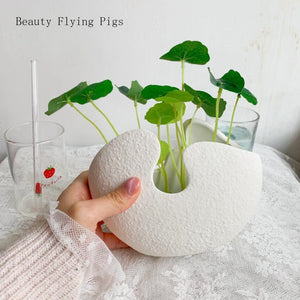 1Pcs Modern pastoral Nordic style White ceramics Egg Shell vase flower pot home desktop ornaments flower arrangement decoration acacuss
