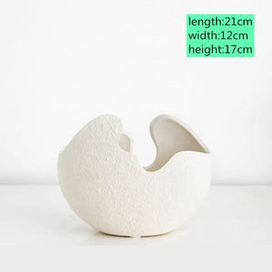 1Pcs Modern pastoral Nordic style White ceramics Egg Shell vase flower pot home desktop ornaments flower arrangement decoration acacuss