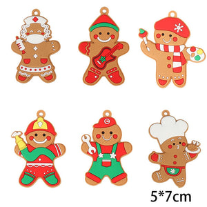 1Set Rubber Gingerbread Man Christmas Hanging Ornaments Colorful Rubber Pendant For Chrismas DIY Gifts Wrapping Decorations acacuss