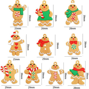 1Set Rubber Gingerbread Man Christmas Hanging Ornaments Colorful Rubber Pendant For Chrismas DIY Gifts Wrapping Decorations acacuss