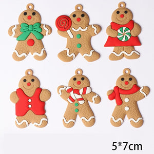 1Set Rubber Gingerbread Man Christmas Hanging Ornaments Colorful Rubber Pendant For Chrismas DIY Gifts Wrapping Decorations acacuss