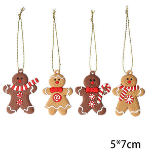 1Set Rubber Gingerbread Man Christmas Hanging Ornaments Colorful Rubber Pendant For Chrismas DIY Gifts Wrapping Decorations acacuss