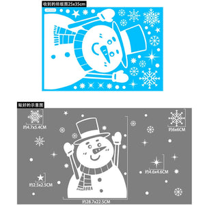 1Set Santa Claus Snowman Elk Window Stickers Snowflake Electrostatic Wall Sticker 2023 Christmas Decoration For Home New Year acacuss