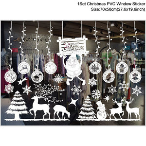 1Set Santa Claus Snowman Elk Window Stickers Snowflake Electrostatic Wall Sticker 2023 Christmas Decoration For Home New Year acacuss