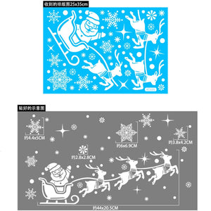 1Set Santa Claus Snowman Elk Window Stickers Snowflake Electrostatic Wall Sticker 2023 Christmas Decoration For Home New Year acacuss