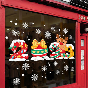 1Set Santa Claus Snowman Elk Window Stickers Snowflake Electrostatic Wall Sticker 2023 Christmas Decoration For Home New Year acacuss