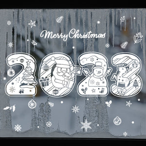 1Set Santa Claus Snowman Elk Window Stickers Snowflake Electrostatic Wall Sticker 2023 Christmas Decoration For Home New Year acacuss