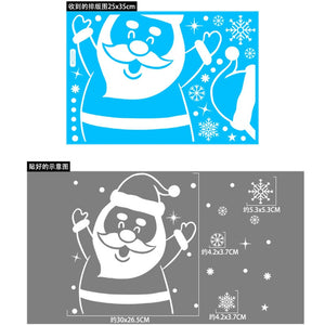1Set Santa Claus Snowman Elk Window Stickers Snowflake Electrostatic Wall Sticker 2023 Christmas Decoration For Home New Year acacuss