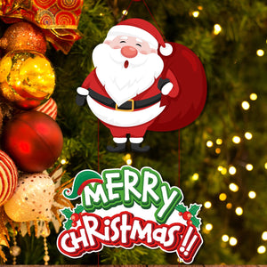 1pair Merry Christmas Door Hanging Banner Santa Claus Snowman Couplet Navidad 2023 Christmas Party Home Decoration 2024 Noel acacuss