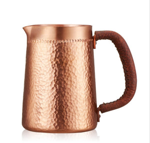 1pc 400ml pure copper hand made Embossing Milk Pitcher/Jug Latte Art Pitcher tea cup for barista acacuss