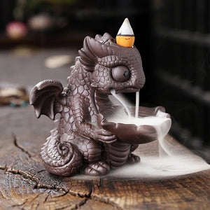 1pc Ceramic Waterfall Incense Burner, Vintage Dragon Backflow Incense Burner, Household Burner Catcher Holder (Without Incense) acacuss