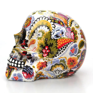 1pc, Horror Skull Decoration Resin Color Flower Painting Halloween Skull Home Bar Table Desktop Decoration Craft Gift acacuss