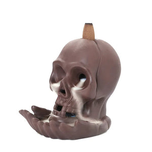 1pc LED Waterfall Dragon Incense Burner Skull Backflow Incense Burner Halloween Home Decor Home Aromatherapy (Without Incense) acacuss