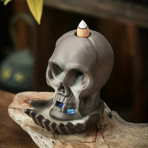 1pc LED Waterfall Dragon Incense Burner Skull Backflow Incense Burner Halloween Home Decor Home Aromatherapy (Without Incense) acacuss