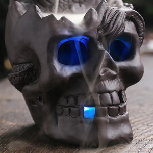 1pc LED Waterfall Dragon Incense Burner Skull Backflow Incense Burner Halloween Home Decor Home Aromatherapy (Without Incense) acacuss