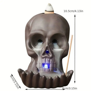 1pc LED Waterfall Dragon Incense Burner Skull Backflow Incense Burner Halloween Home Decor Home Aromatherapy (Without Incense) acacuss
