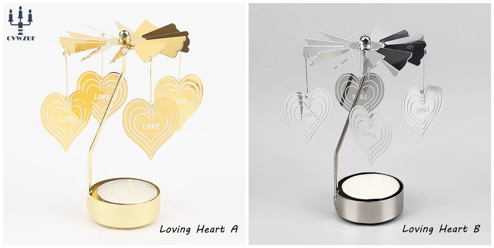 Spinning Candle Holders Golden Heart. Rotary Candle Holders. Home